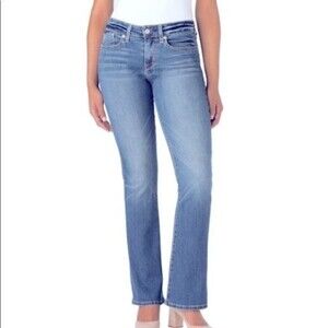 Levi's 515 Bootcut Distressed Jeans Stretchy Fading Whiskering Denim Mid-Rise